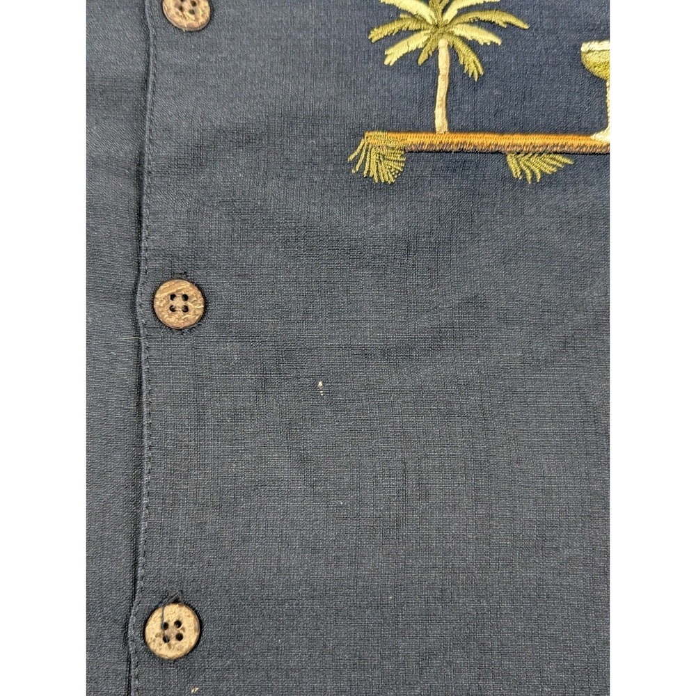 Island Republic Mens Large Shirt Embroidered‎ Drinks Palms Black Beach Vacation - Picture 3 of 9